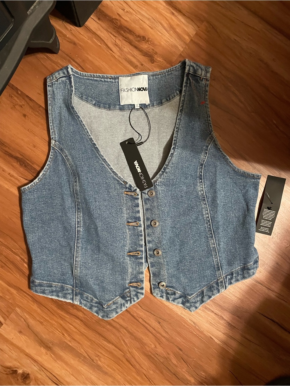 Fashion Nova Blue Denim Vest, NEW